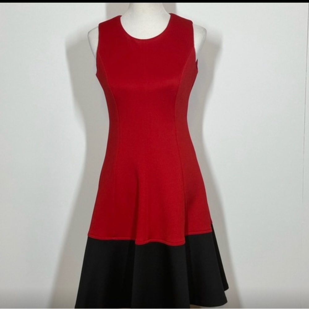 Calvin Klein Black Red Fit & Flare Sleeveless Dress Women’s Size 6 NWOT